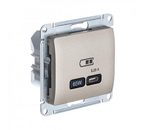 Glossa Титан USB Розетка тип-C 65W высокоскор.заряд. QC PD  GSL000427  SE