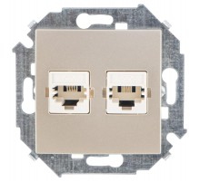Simon 15 Шампань Розетка телефонная двойная RJ11, винт. зажим  1591589-034  Simon