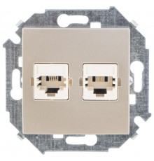 Simon 15 Шампань Розетка телефонная двойная RJ11, винт. зажим  1591589-034  Simon