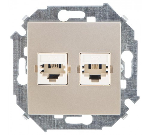 Simon 15 Шампань Розетка телефонная двойная RJ11, винт. зажим  1591589-034  Simon