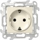 Simon 24 Сл. кость Розетка 2К+З Schuko со шторками  2450432-031  Simon