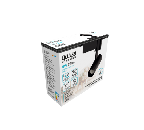 Светильник светодиодный трековый цилиндр 8W 750lm 4000K 180-220V IP20 45*155мм черный линза 36  TR078  Gauss