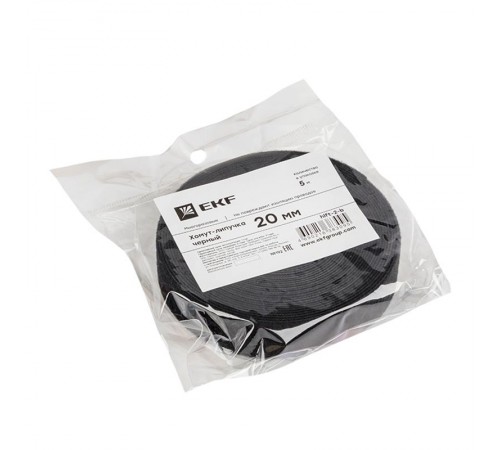 Хомут-липучка 20 мм (5м ролл) черный EKF PROxima  hlft-2-b  EKF