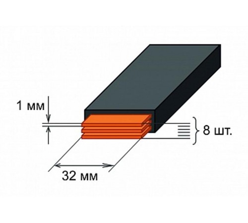 Шина медная гибкая изолированная ШМГ 8х(32x1мм) 2м.   SQ0828-0007  TDM