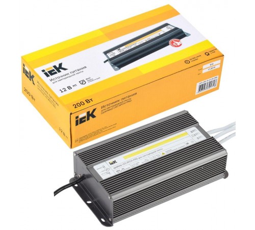 Драйвер для светодиодных лент LED ИПСН-PRO 200Вт 12В IP67 блок-шнуры  LSP1-200-12-67-33-PRO  IEK