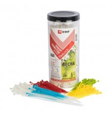 Набор хомутов цветных "Весна" (650 шт.): 2,5х100, 3,6х200, 3,6х280 FlexLock PROxima  plc-fl-set-sp  EKF