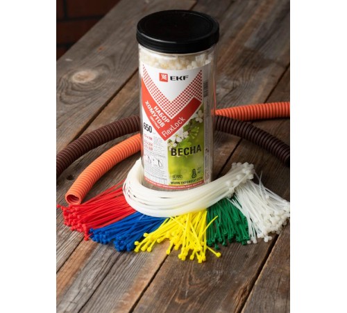 Набор хомутов цветных "Весна" (650 шт.): 2,5х100, 3,6х200, 3,6х280 FlexLock PROxima  plc-fl-set-sp  EKF