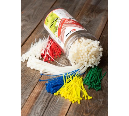 Набор хомутов цветных "Весна" (650 шт.): 2,5х100, 3,6х200, 3,6х280 FlexLock PROxima  plc-fl-set-sp  EKF