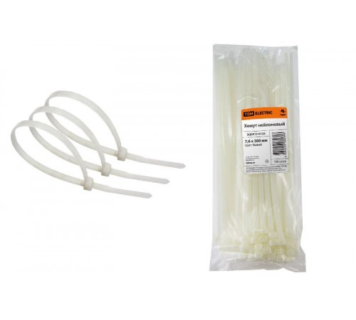 Хомут 7,6х300мм нейлон (белый) (100шт)   SQ0515-0134  TDM