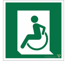 Знак безопасности BL-1515.E60-01"Выход для МГН здесь (левосторонний)"  a18490  Белый свет