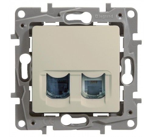 Etika Слоновая кость Розетка телефонная + компьютерная (RJ11+RJ45) 5 кат. UTP  672352  Legrand