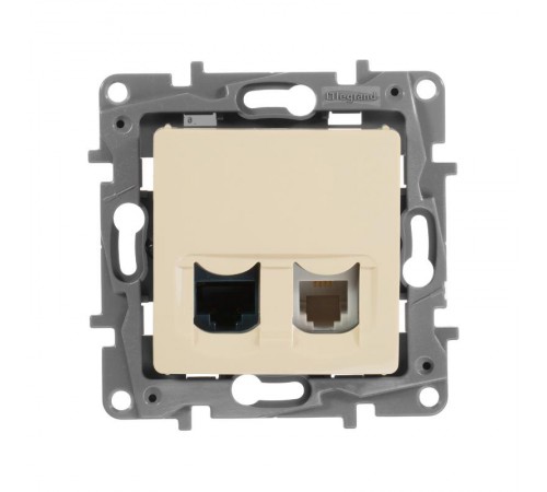 Etika Слоновая кость Розетка телефонная + компьютерная (RJ11+RJ45) 5 кат. UTP  672352  Legrand