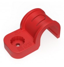 Крепеж-скоба пластиковая односторонняя для прямого монтажа  атмосферостойкая красная в п/э d20 мм (50шт/600шт уп/кор)  PR13.2057  Промрукав