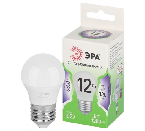Лампа светодиодная  GREEN LINE LED P45-12W-865-E27 GL E27 12 Вт шар холодный свет  Б0067052  ЭРА