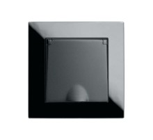 Розетка 1-местная с крышкой с защитной шторкой с/з 250В, 16А, серия Катрин, GLS16-7012-05, черный  39514  STEKKER