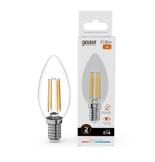 Лампа светодиодная   Filament Elementary Свеча 8W 510lm 2700К Е14 LED 1/10/100  32118  Gauss
