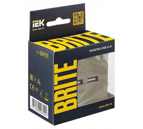 BRITE Розетка USB A+A 3,1А РЮ10-1-БрШ шампань  BR-U21-D31-K37  IEK