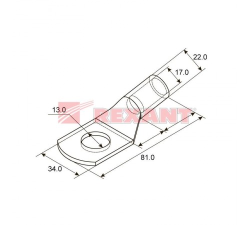 Наконечник ТМЛ 120-12-17 (120 мм -  12 мм) ГОСТ 7386-80 (в упак. 2 шт.)  07-5331  REXANT