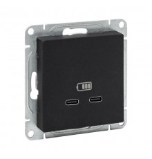 Механизм розетки USB-C - 2шт, чёрный Эпика EKF  UP1-SOB-2USBC  EKF