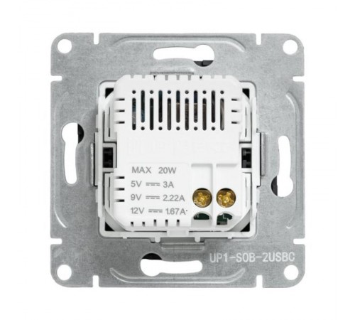 Механизм розетки USB-C - 2шт, чёрный Эпика EKF  UP1-SOB-2USBC  EKF