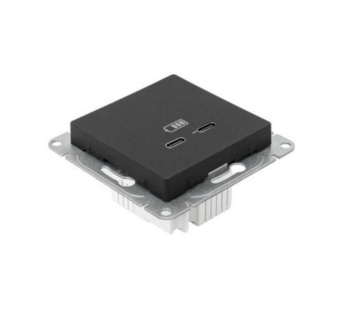 Механизм розетки USB-C - 2шт, чёрный Эпика EKF  UP1-SOB-2USBC  EKF