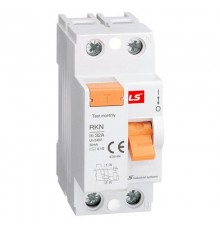 Дифференциальный выключатель нагрузки (УЗО) RKN 2P 25A 100mA  062203008B  Lsis