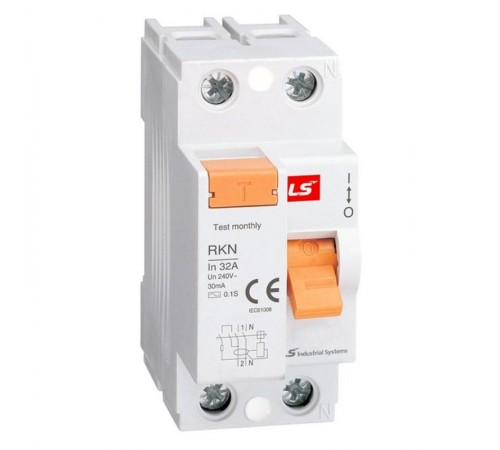 Дифференциальный выключатель нагрузки (УЗО) RKN 2P 63A 300mA  062203108B  Lsis