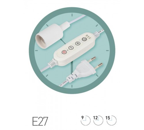 Светильник для растений  FITO-Time Holder E27 3 м с проводом и таймером для фитоламп с цоколем Е27  Б0064279  ЭРА