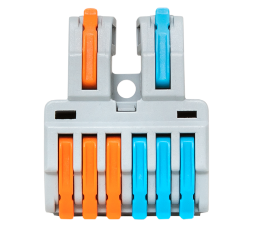 Строительно-монтажная клемма СМК 222-426 разветвительная 6 выходов 0,08-4 мм2  plc-smk-422-6  EKF