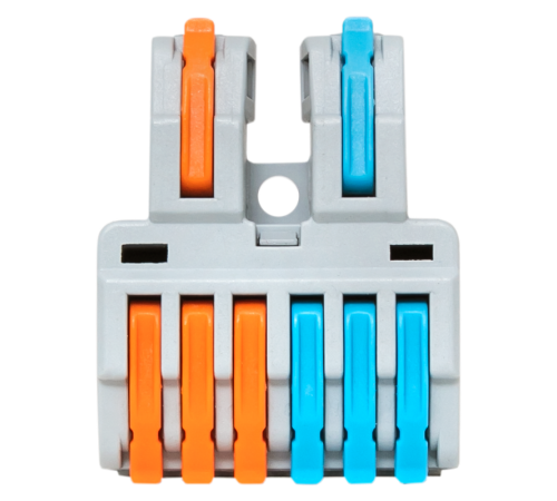 Строительно-монтажная клемма СМК 222-426 разветвительная 6 выходов 0,08-4 мм2  plc-smk-422-6  EKF
