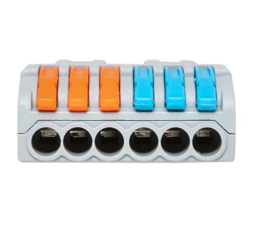 Строительно-монтажная клемма СМК 222-426 разветвительная 6 выходов 0,08-4 мм2  plc-smk-422-6  EKF