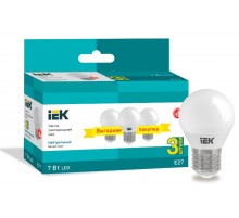 Лампа светодиодная LED G45 шар 7Вт 230В 4000К E27 (3шт/упак)  LLE-G45-07-230-40-E27-3  IEK