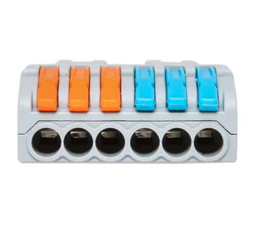 Строительно-монтажная клемма СМК 222-426 разветвительная 6 выходов 0,08-4 мм2  plc-smk-422-6  EKF