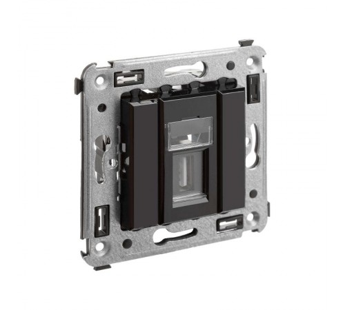 USB 2.0 розетка одинарная в стену, тип А-А, "Avanti", "Черный квадрат"  4402403  DKC