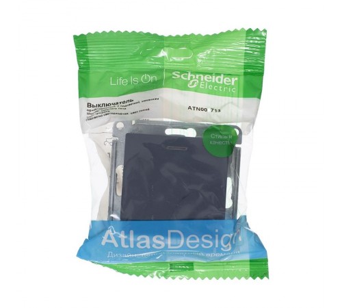 AtlasDesign Грифель Выключатель 1-клавишный с подсветкой, сх.1а, 10АХ, механизм  ATN000713  SE