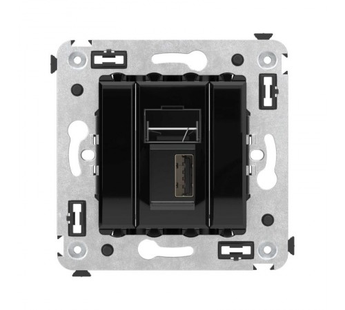 USB 2.0 розетка одинарная в стену, тип А-А, "Avanti", "Черный квадрат"  4402403  DKC