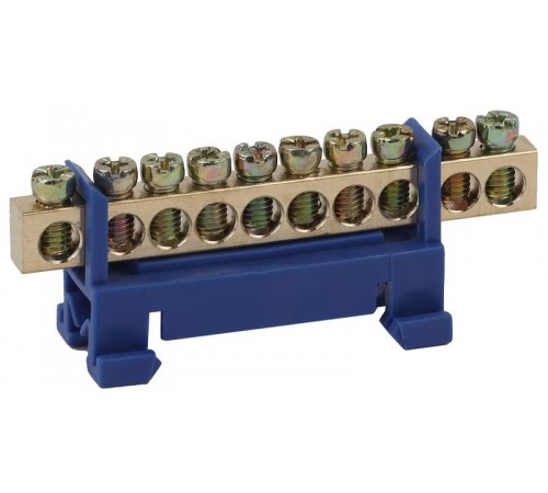 Шина N "Ноль" в изоляторе типа стойка ШНИ 6х9-10-Д-Синий (5/200/7200) NO-222-77-1  Б0044125  ЭРА