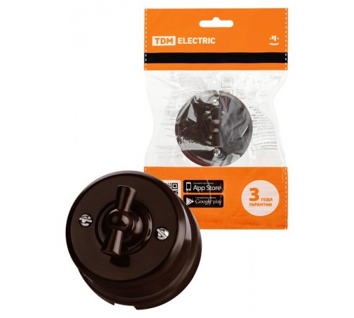 Выключатель поворотный 2-кл. с ручкой (бантик) 10А коричневый "Виви"  SQ1820-1406  TDM