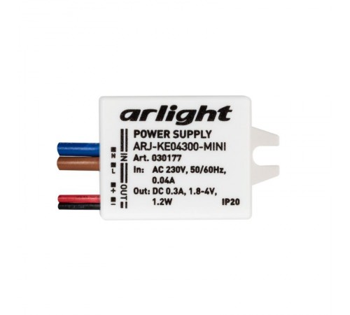 Блок питания ARJ-KE04300-MINI (1.2W, 300mA) (Arlight, IP20 Пластик, 5 лет)  030177  Arlight