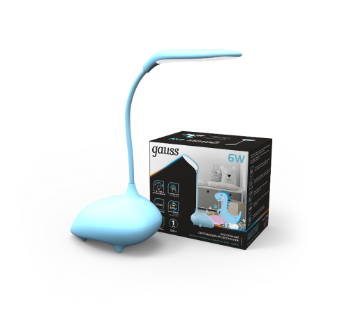 Светильник настольный Qplus GTL701 6W 330lm 2700-6000K 5V Li-ion 1200mA голубой детский диммируемый LED 1/10/30  GT7016  Gauss