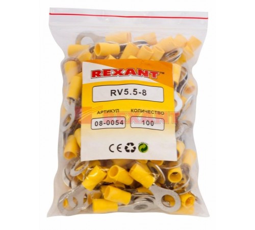 Наконечник кольцевой изолированный  8.4 мм 4-6 мм (НКи 6.0-8/НКи5,5-8) желтый  08-0054  REXANT