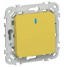 FLITE Выключатель 1-клавишный кнопочный с индикацией 10А ВС11-2-1-ФлЖК желтый карри  FI-V14-1-10-1-K44  IEK