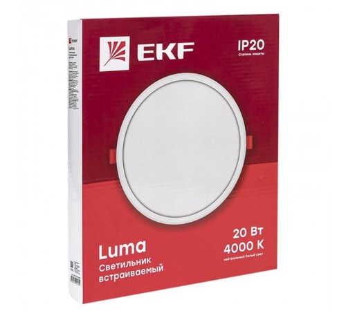 Светильник светодиодный встраиваемый ДВО 1009 20Вт 4000K IP20 Basic  DLL-1009-20-4000  EKF
