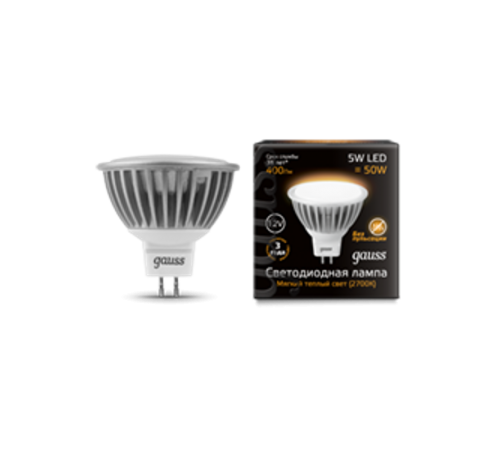 Лампа светодиодная LED 5Вт GU5.3 12В 2700К MR16  201505105  Gauss