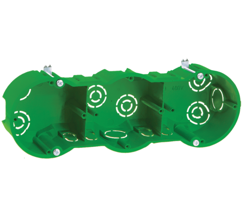 Коробка установочная 212х70x45 трехместная с саморезами, металлические лапки (для полых стен)  UKG30-212-070-045-M  IEK