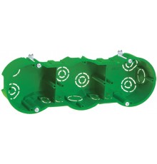Коробка установочная 212х70x45 трехместная с саморезами, металлические лапки (для полых стен)  UKG30-212-070-045-M  IEK