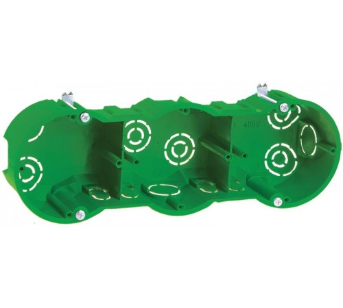 Коробка установочная 212х70x45 трехместная с саморезами, металлические лапки (для полых стен)  UKG30-212-070-045-M  IEK