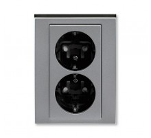 ABB Levit Сталь / дымчатый чёрный Розетка 2-ая с з/к со шторками 16А  5522H-C03457 69W  2CHH223457C6069  ABB