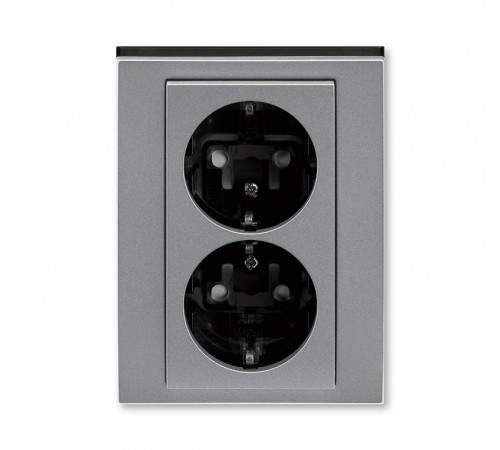 ABB Levit Сталь / дымчатый чёрный Розетка 2-ая с з/к со шторками 16А  5522H-C03457 69W  2CHH223457C6069  ABB