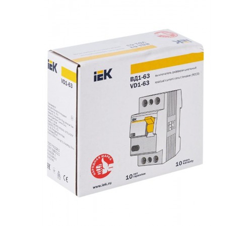 Выключатель дифференциальный (УЗО) ВД1-63 2п 50А 300мА тип AC  MDV10-2-050-300  IEK